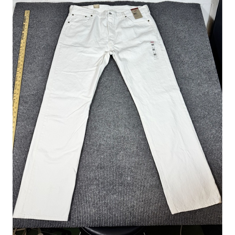 Levis 501 Regular Original Fit Jeans Mens Size 40x34 White Denim Straight Leg